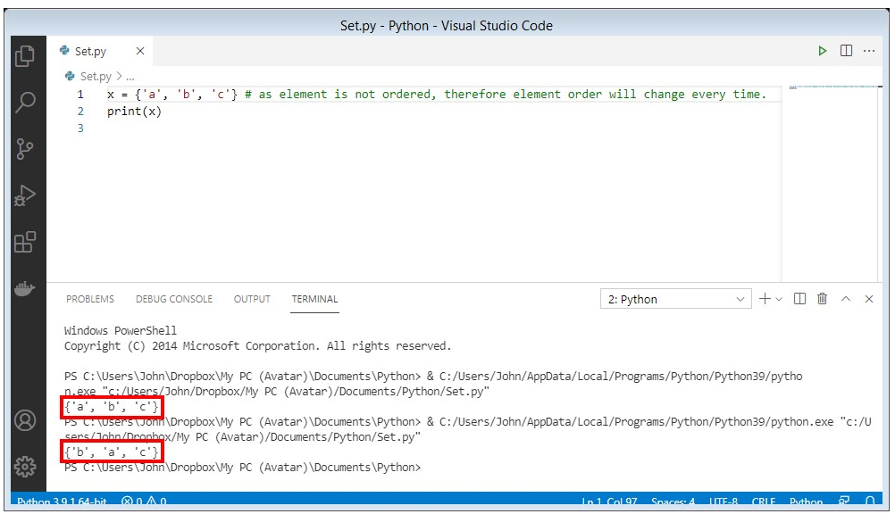 python-set