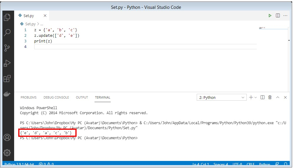 python-set