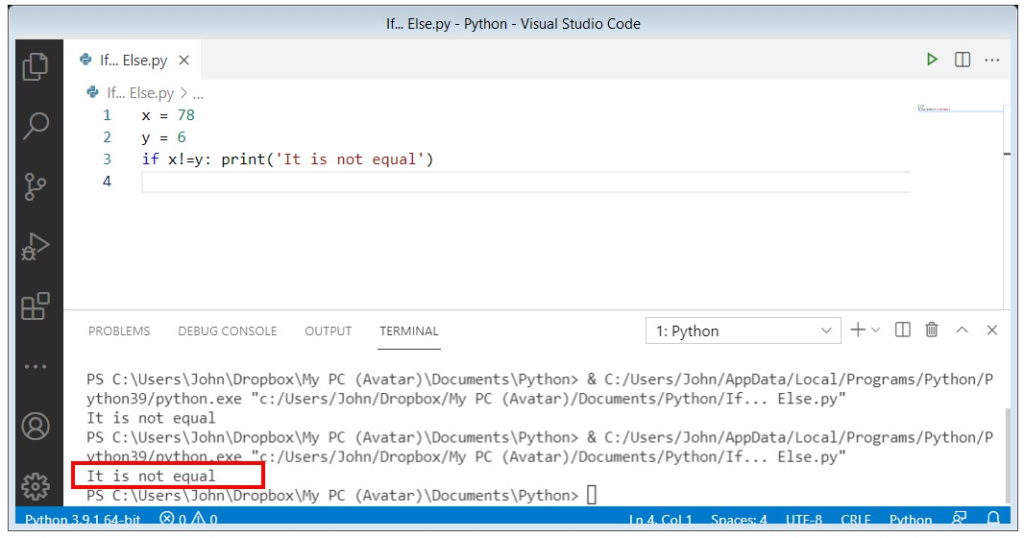 Python if else statement