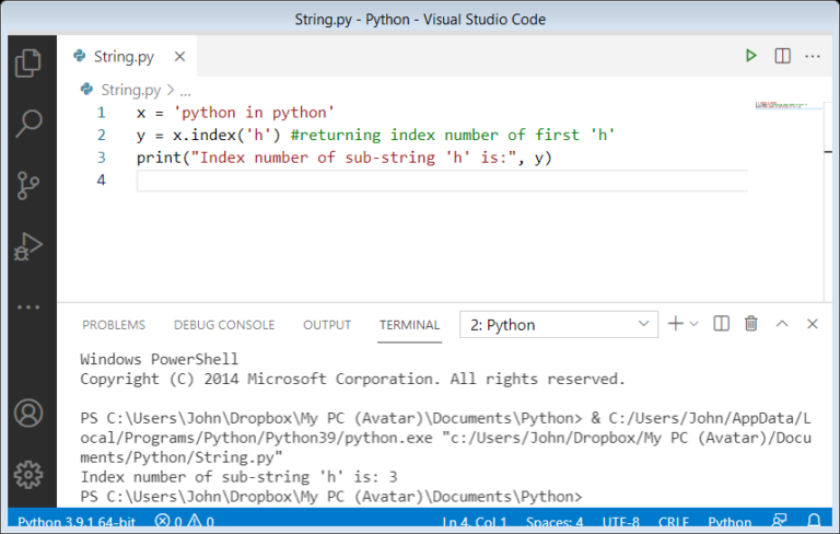Python String Method index(), isalnum(), isdecimal() - codingstreets