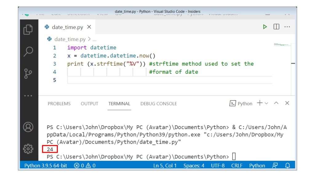 python-strftime-method