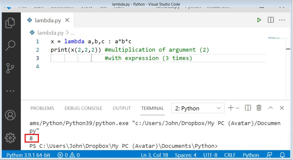 python lambda variable assignment