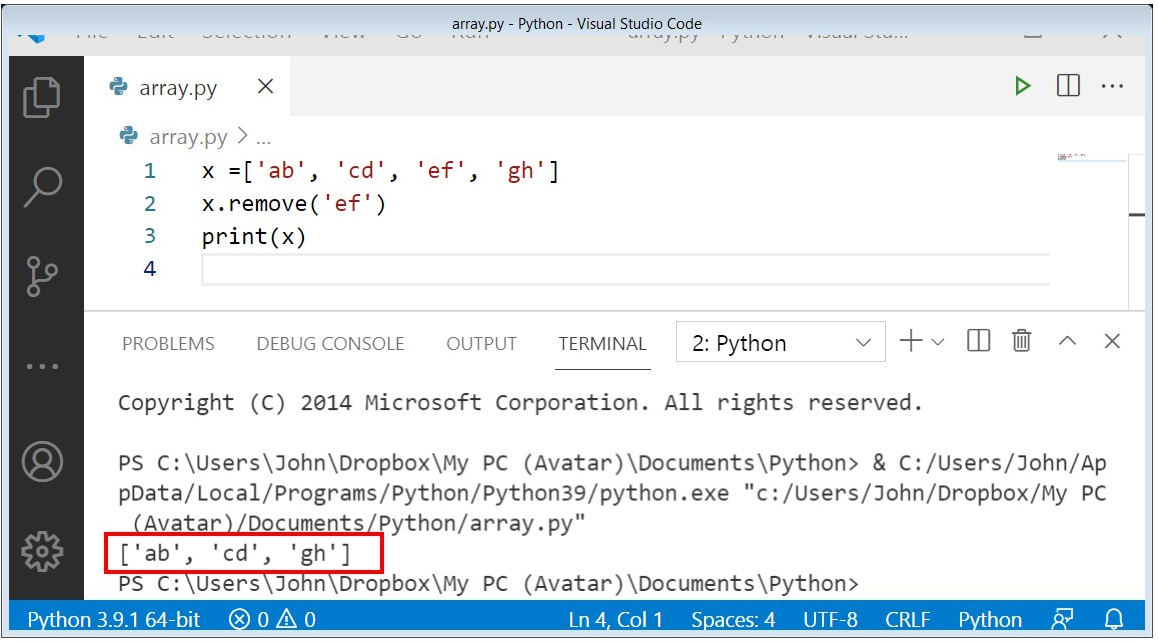 Python array. Python array methods.