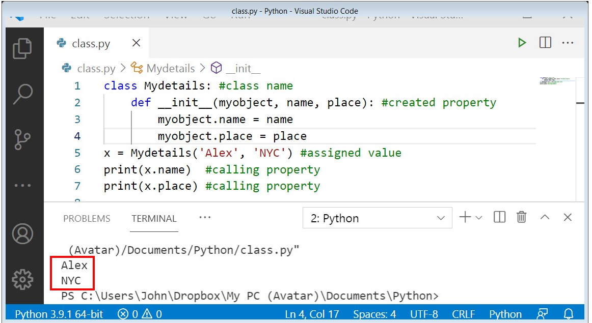 Quick Introduction to Python class and object - codingstreets